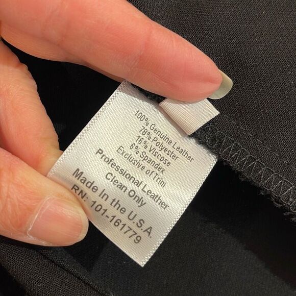 ILLIA Womens Waterfall Front Mixed Media Leather Cardigan Jacket‎ Black Medium - Picture 5 of 8